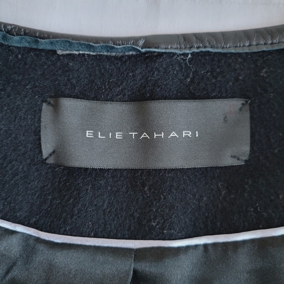 Elie Tahari Black Wool Blend Cape Coat - Picture 9 of 13